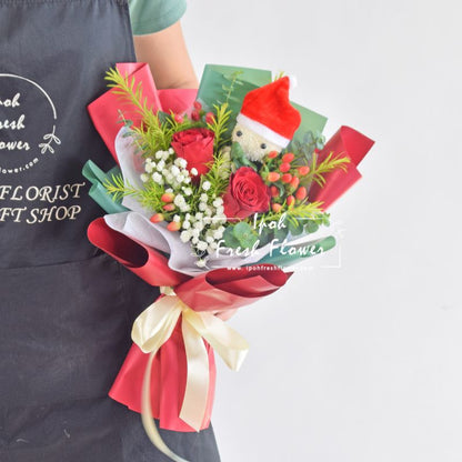 Little Santa| Christmas Petite Fresh Flower Bouquet| Same Day Delivery
