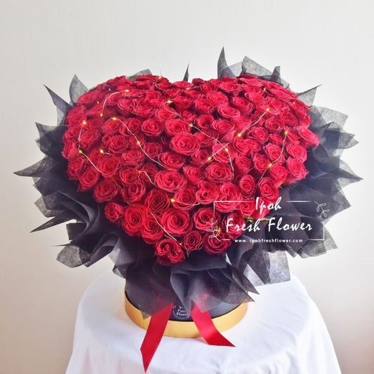 Love In Heart-99 Red Roses Fresh Flower Box