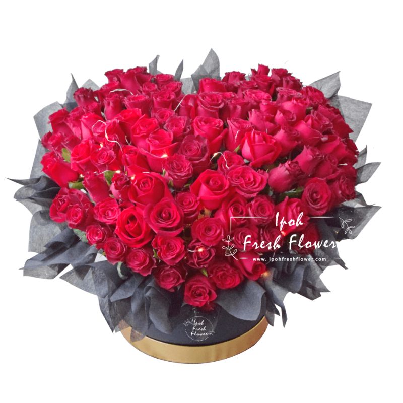 Love In Heart-99 Red Roses Fresh Flower Box