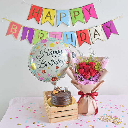 Mecca Birthday Bundle| Flowers, Balloons &Cake| Same Day Delivery