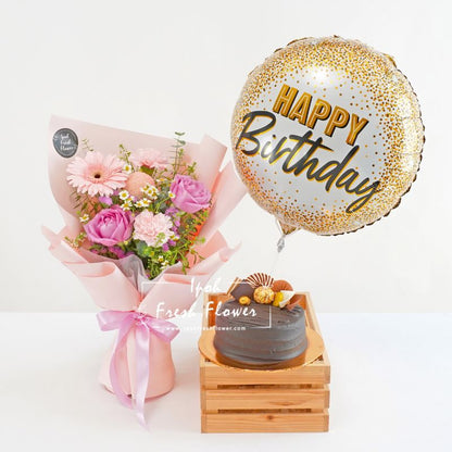 Mecca Birthday Bundle| Flowers, Balloons &Cake| Same Day Delivery