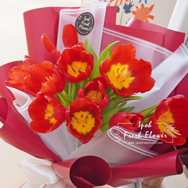 Miaka Red Tulip Bouquet| Fresh Flower Bouquet Delivery