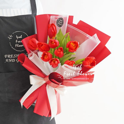 Miaka Red Tulip Bouquet| Fresh Flower Bouquet Delivery
