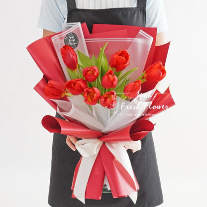 Miaka Red Tulip Bouquet| Fresh Flower Bouquet Delivery