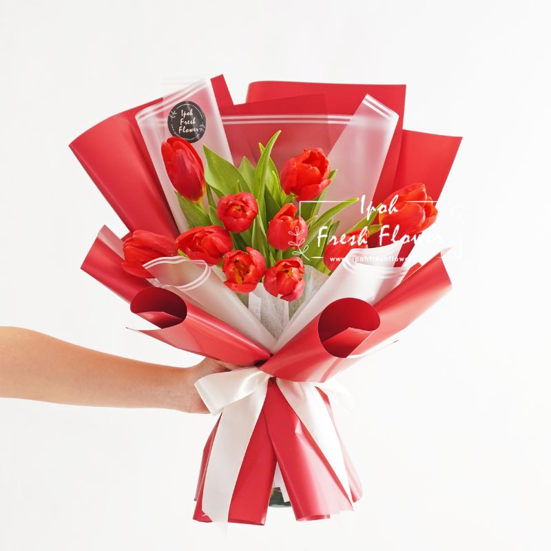 Miaka Red Tulip Bouquet| Fresh Flower Bouquet Delivery