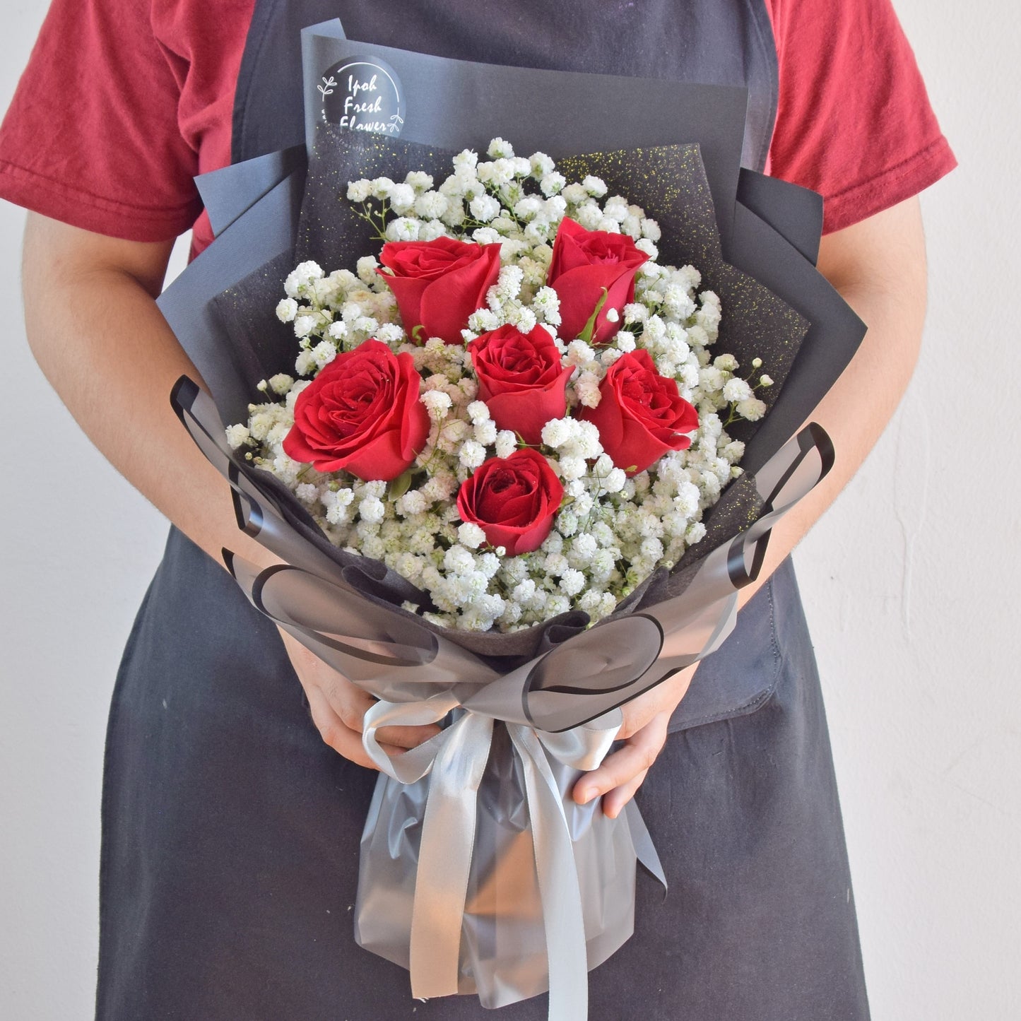 Million Love| Roses With Baby Breath Bouquet| Fresh Flower Same Day Delivery