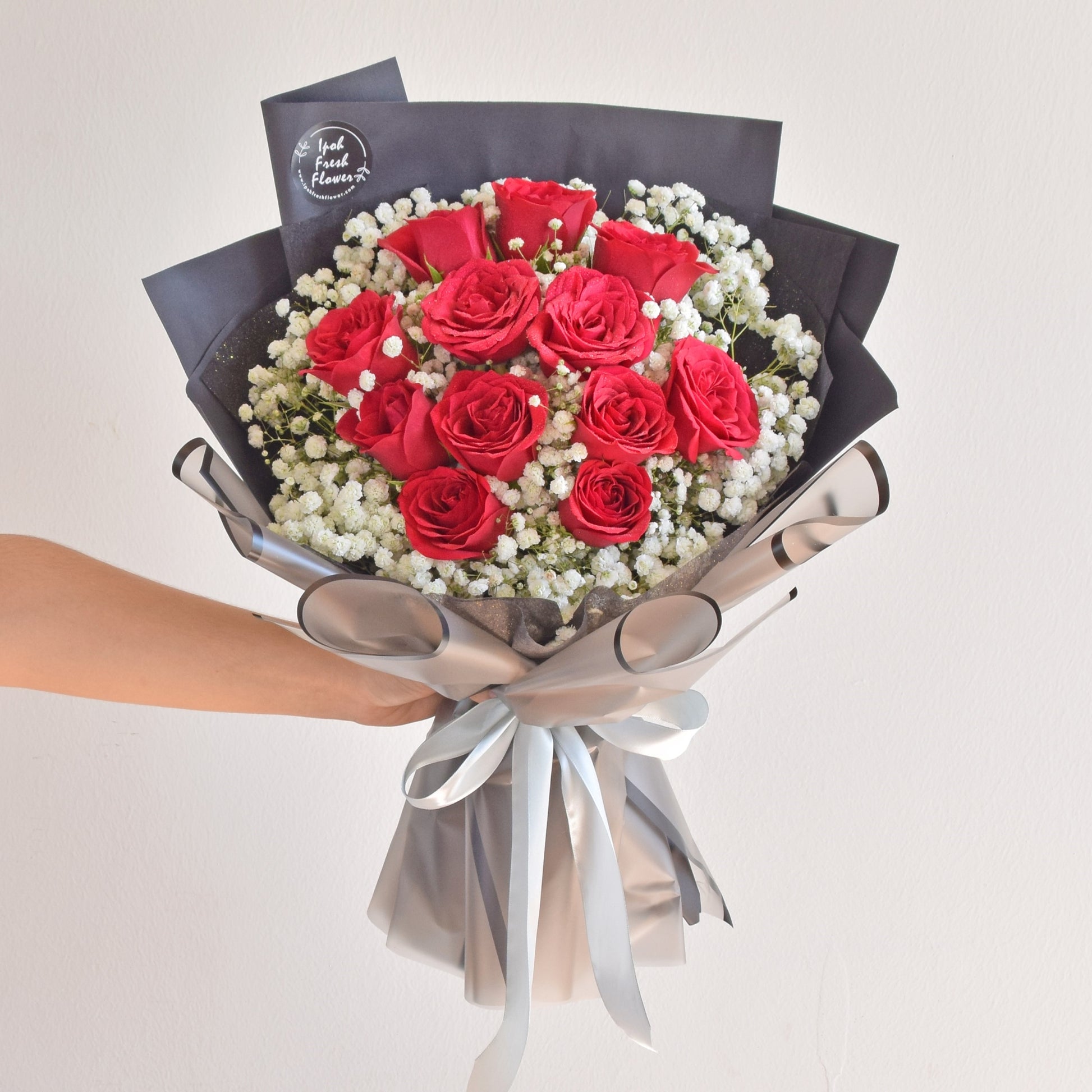 Million Love| Roses With Baby Breath Bouquet| Fresh Flower Same Day Delivery