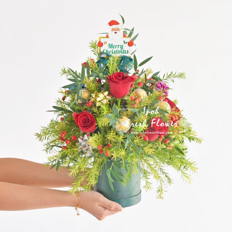 Mini Merry Tree| Flower & Chocolate Bloom Box| Same Day Delivery