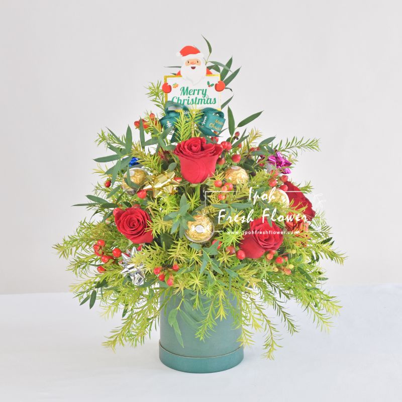 Mini Merry Tree| Flower & Chocolate Bloom Box| Same Day Delivery