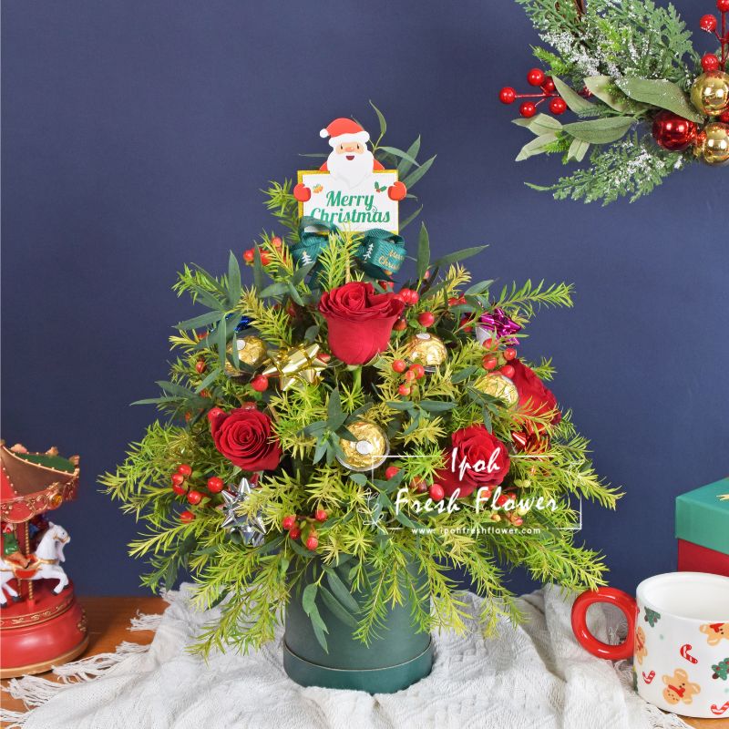 Mini Merry Tree| Flower & Chocolate Bloom Box| Same Day Delivery