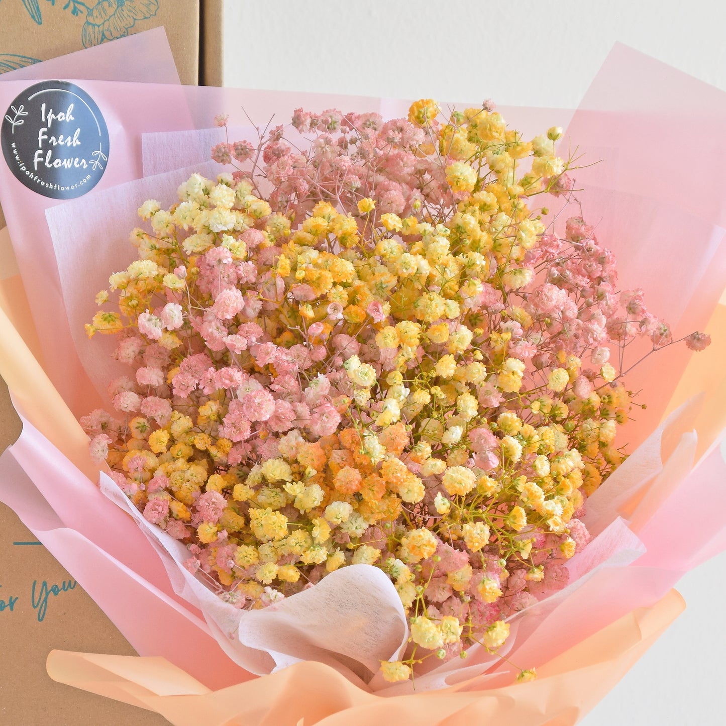 Peachy Baby Breath Bouquet| Everlasting flower bouquet| Same Day Delivery