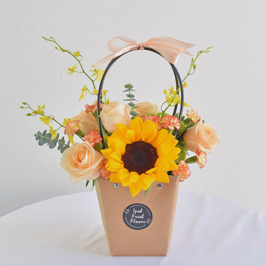 Peachy sunshine |Fresh Flower Basket Delivery