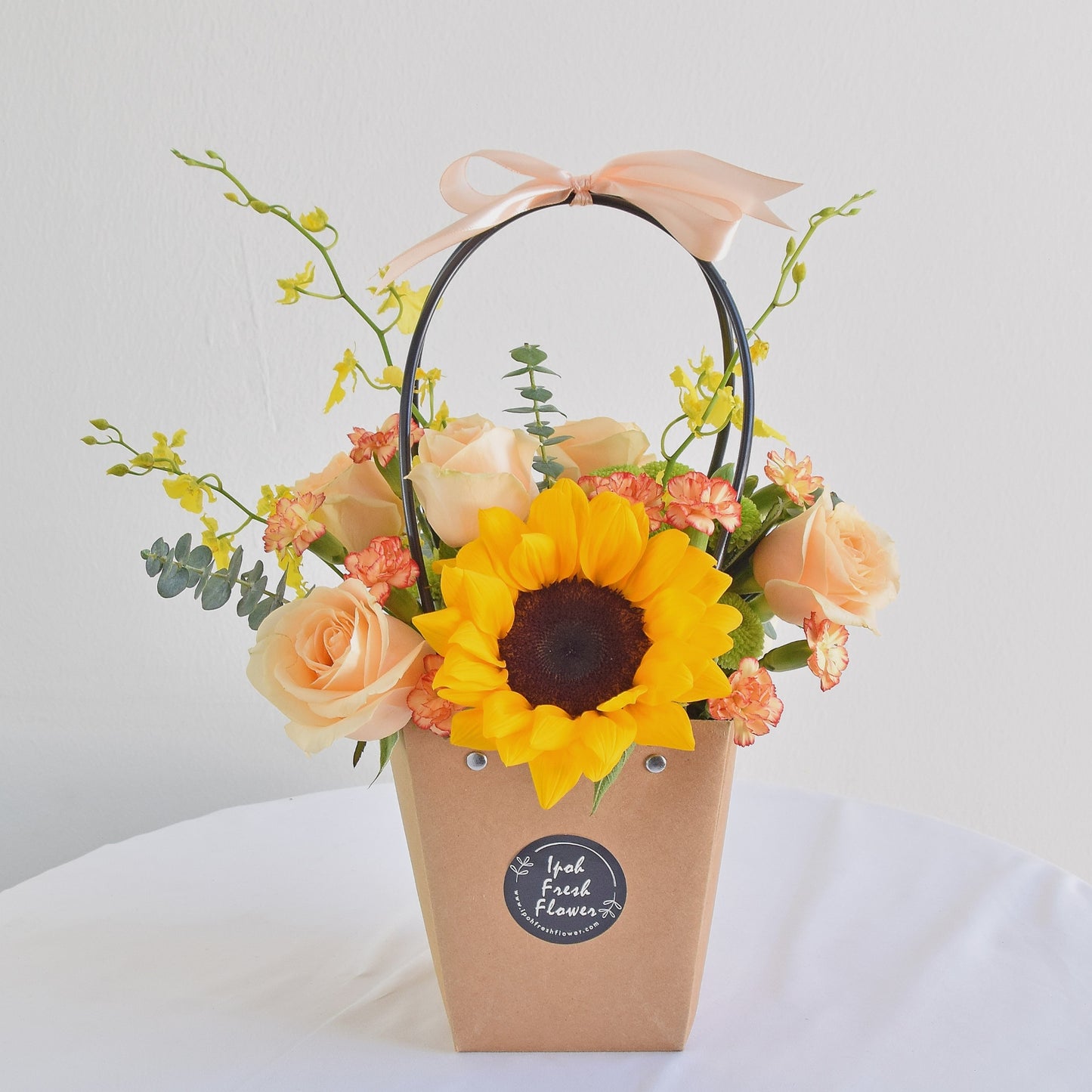 Peachy sunshine |Fresh Flower Basket Delivery