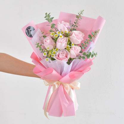 Pink Vibes| Pink Roses Bouquet| Fresh Flower Delivery