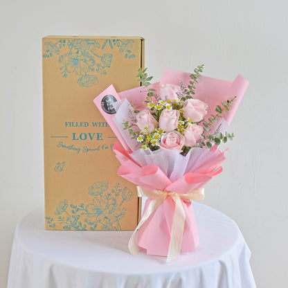 Pink Vibes| Pink Roses Bouquet| Fresh Flower Delivery