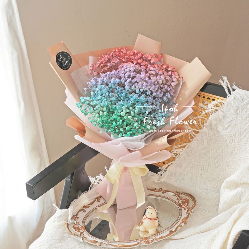Rainbow Baby Breath Bouquet| Same Day Delivery