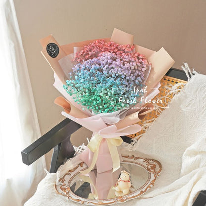 Rainbow Baby Breath Bouquet| Same Day Delivery
