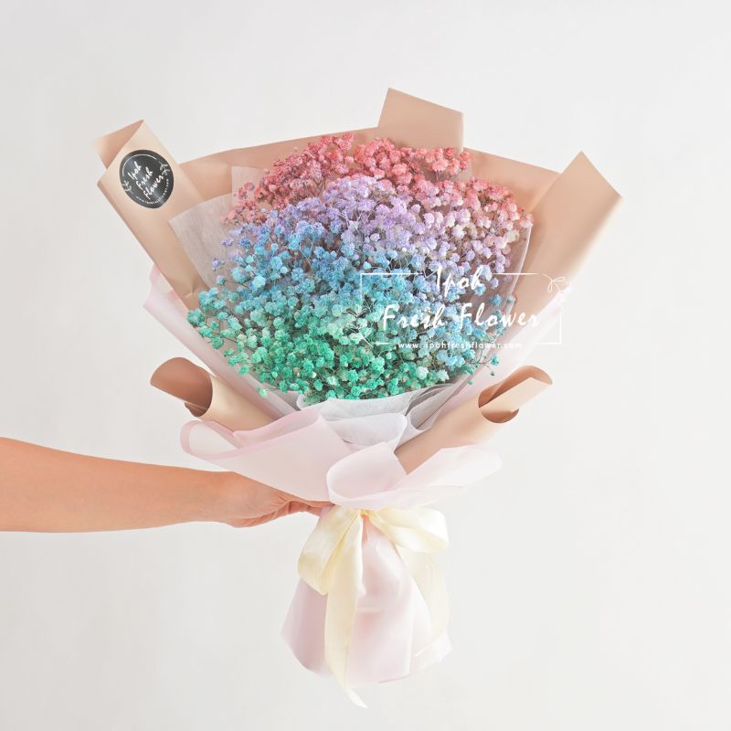 Rainbow Baby Breath Bouquet| Same Day Delivery
