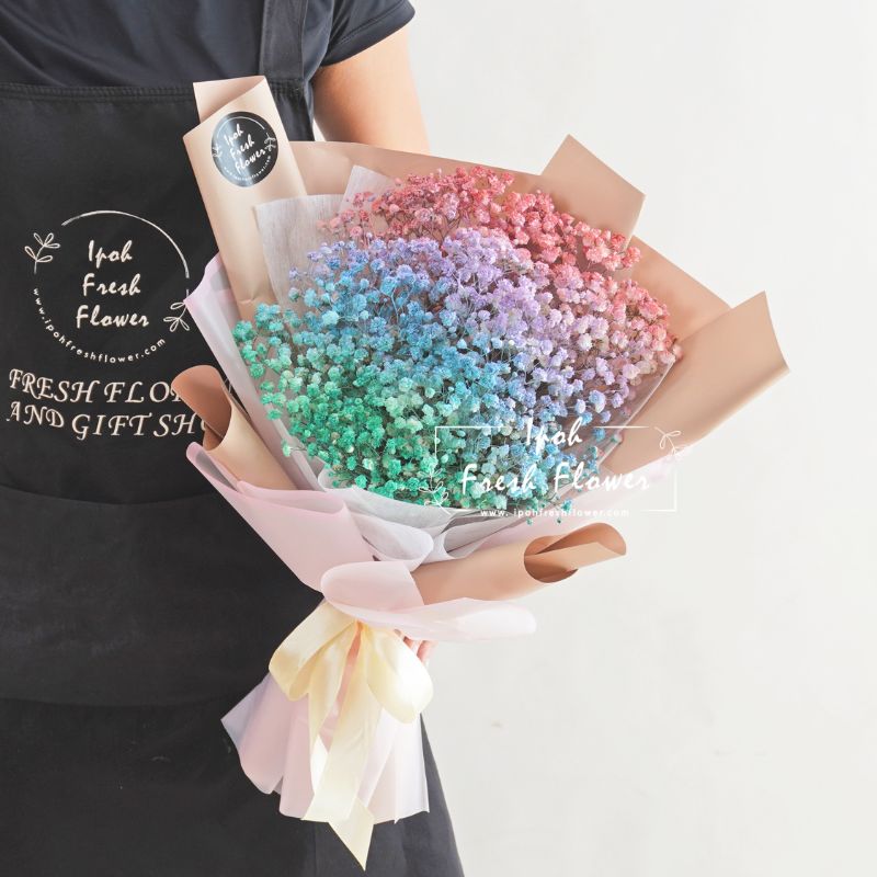 Rainbow Baby Breath Bouquet| Same Day Delivery