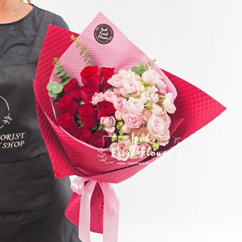 Red Kisses| Fairy Roses Fresh Flower Bouquet| Same Day Delivery Ipoh