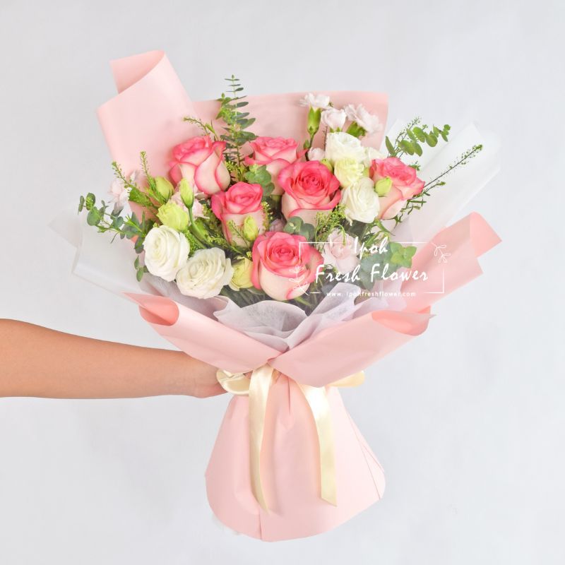 Rosemary| Pink Roses Fresh Flower Bouquet| Same Delivery Ipoh