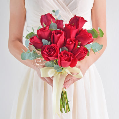 Red Rose Sincerity Bridal With Boutonniere| Personalized wedding & ROM flowers