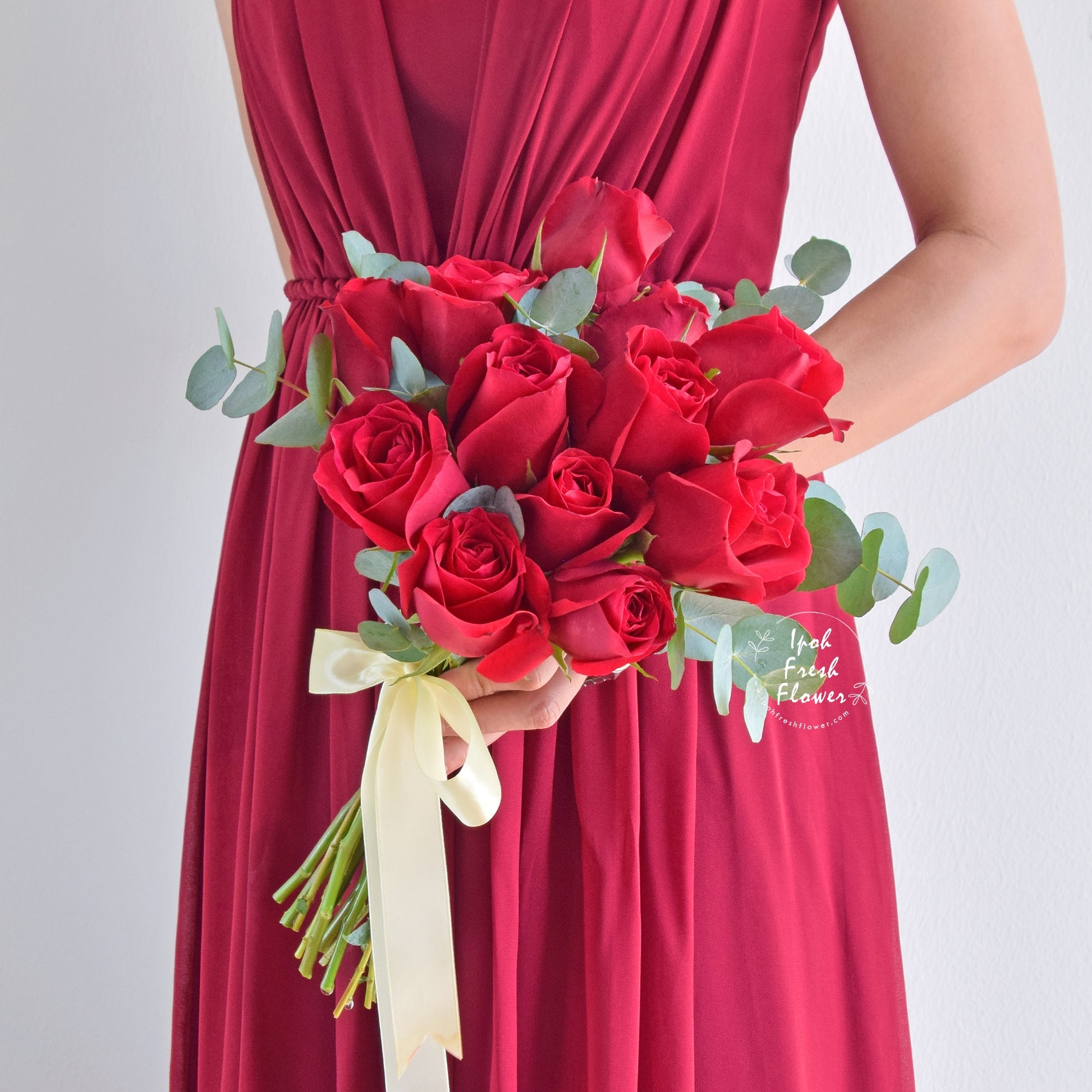Red Rose Sincerity Bridal With Boutonniere| Personalized wedding & ROM flowers