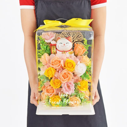 Starlit Fortune Lucky Cat| Opening Flower |Same Day Delivery Ipoh Perak