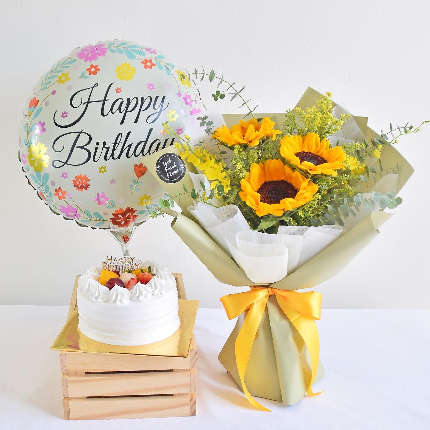 Sunflower Birthday Bundle| Flowers, Balloons &Cake| Same Day Delivery