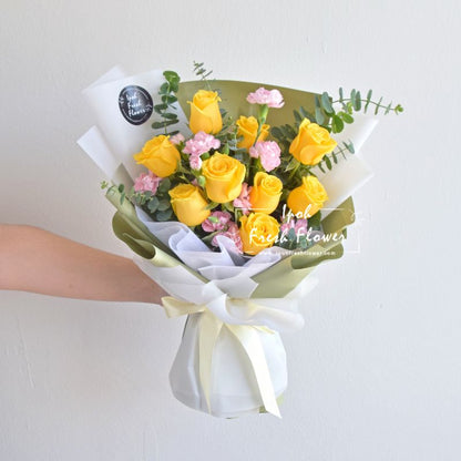 Sunshine Yellow Roses Bouquet| Fresh Flower Delivery