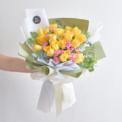 Sunshine Yellow Roses Bouquet| Fresh Flower Delivery