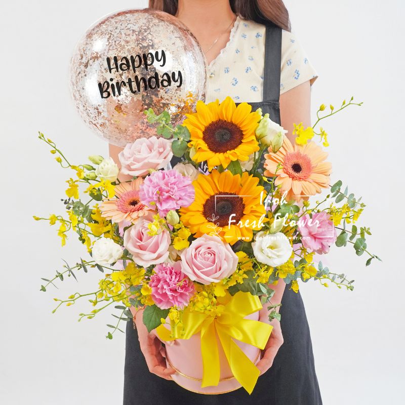 Suntella| Fresh Flower Sunflower Basket| Same Day Delivery