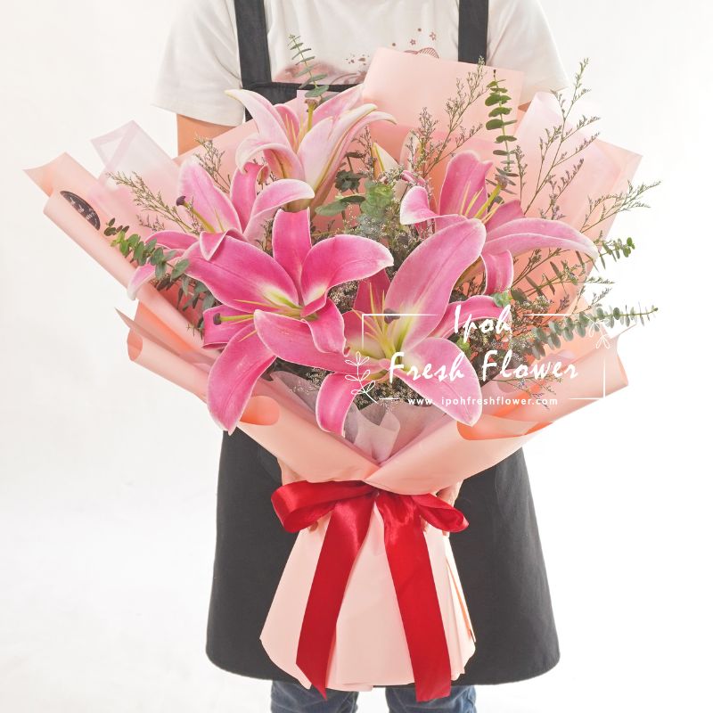 Cherished| Pink lilies Fresh Flower Bouquet Delivery