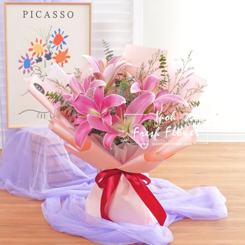 Cherished| Pink lilies Fresh Flower Bouquet Delivery