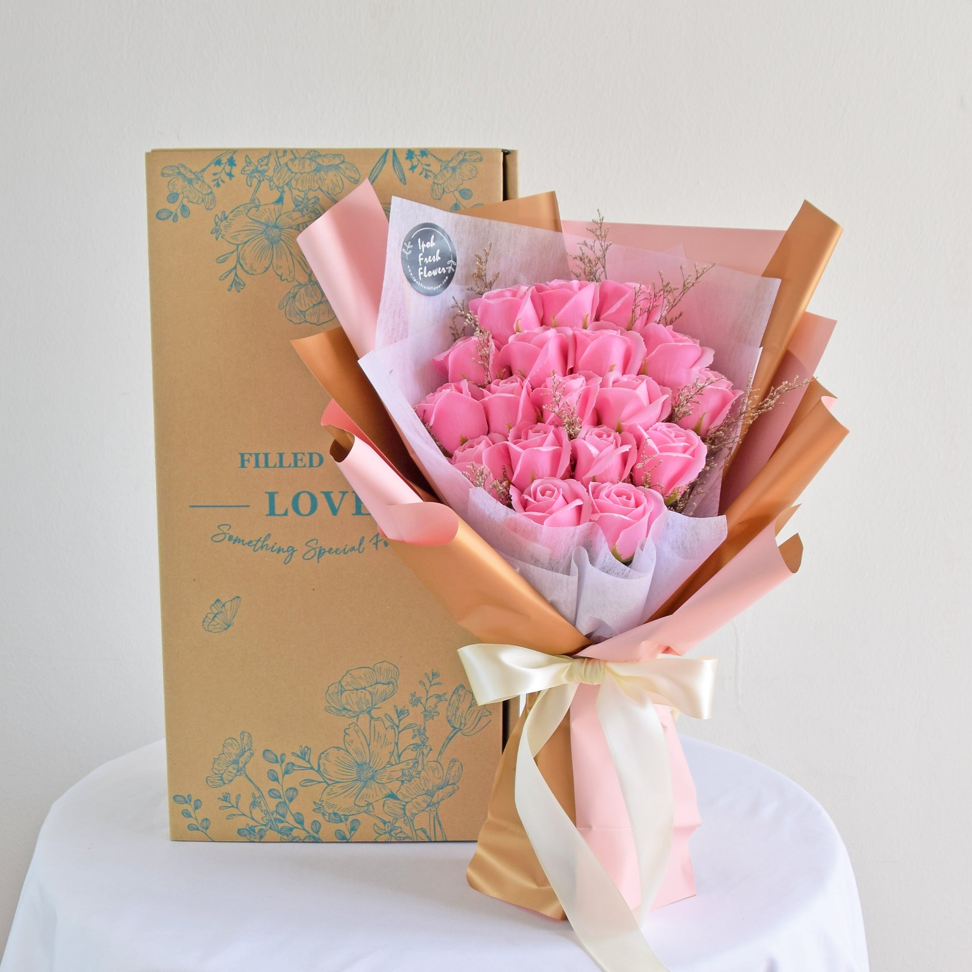 Vinnie| Pink Roses Soap Flower Bouquet |Same Day Delivery