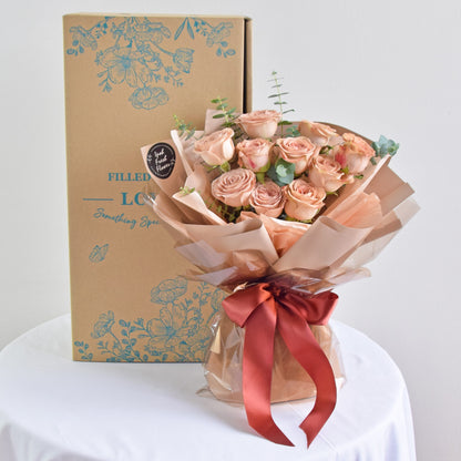 Vintage Cappuccino Rose| Valentine Fresh Flower Bouquet| Same Day Delivery