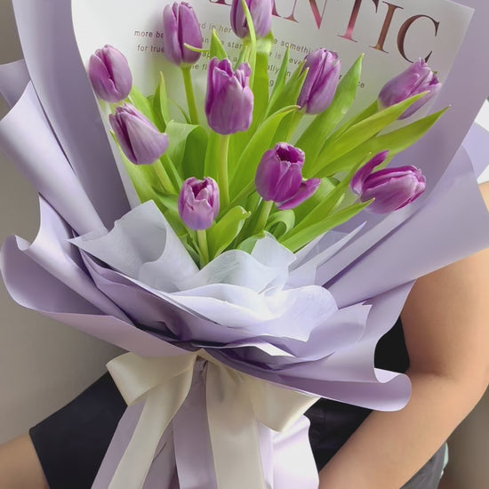 Evolet Purple Tulip Bouquet| Fresh Flower Bouquet Delivery