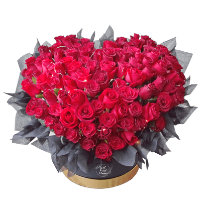 Love In Heart-99 Red Roses Flower Box