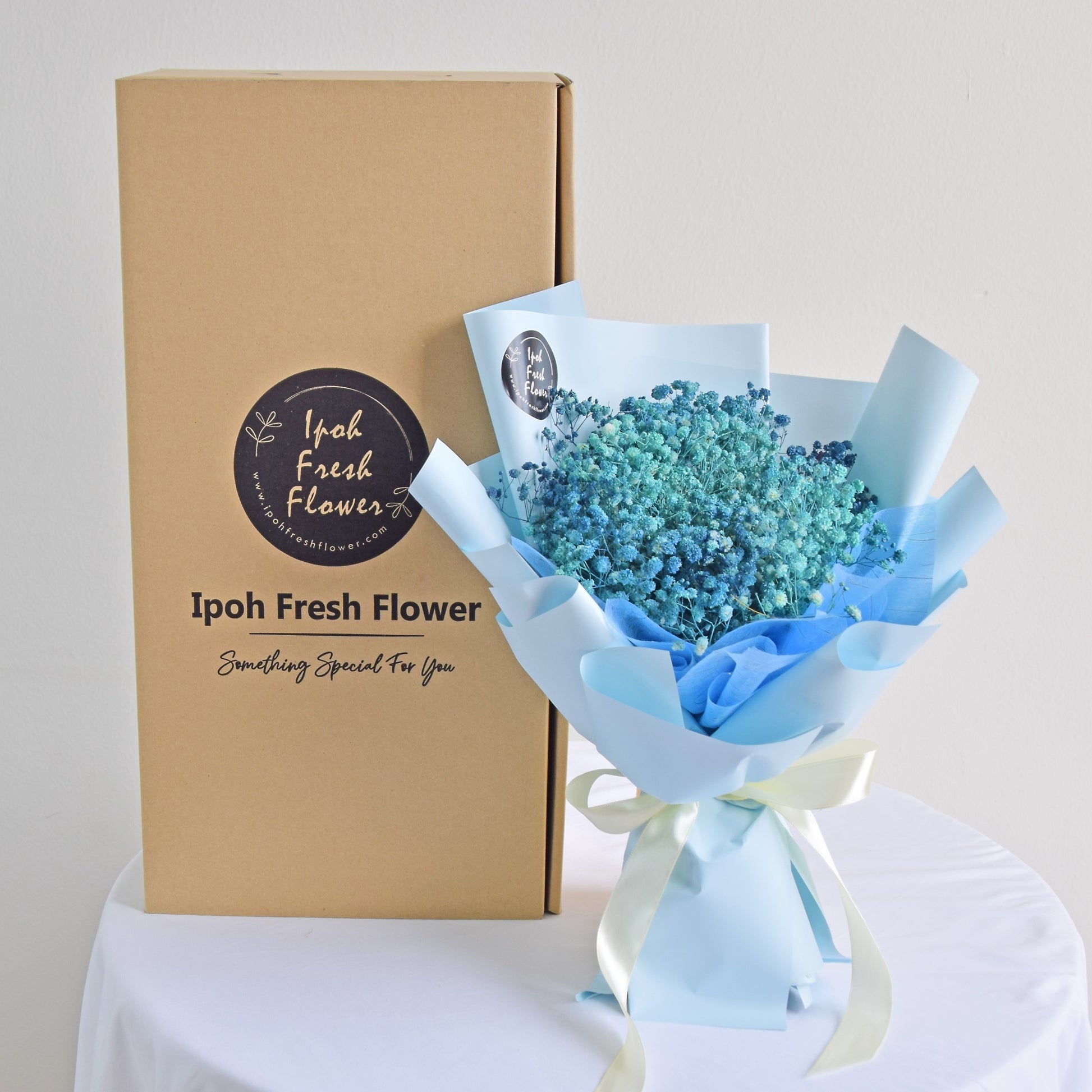 Blue Kisses Baby Breath Bouquet