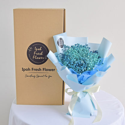 Blue Kisses Baby Breath Bouquet
