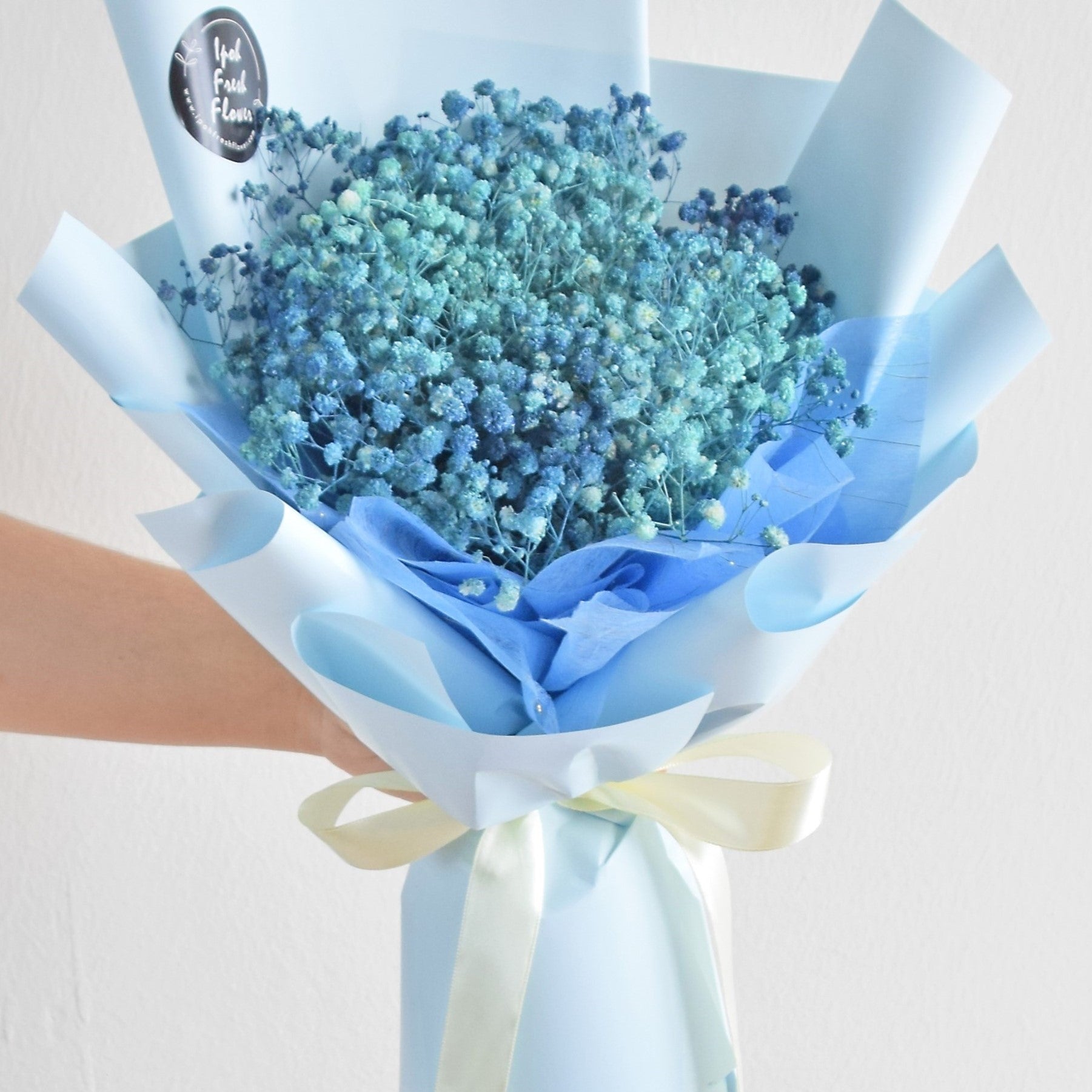 Blue Kisses Baby Breath Bouquet
