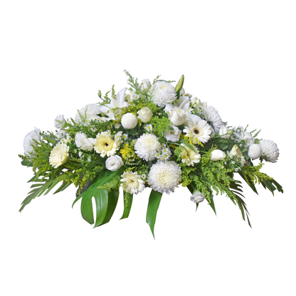 White Glory Casket| Wreath Funeral Flower