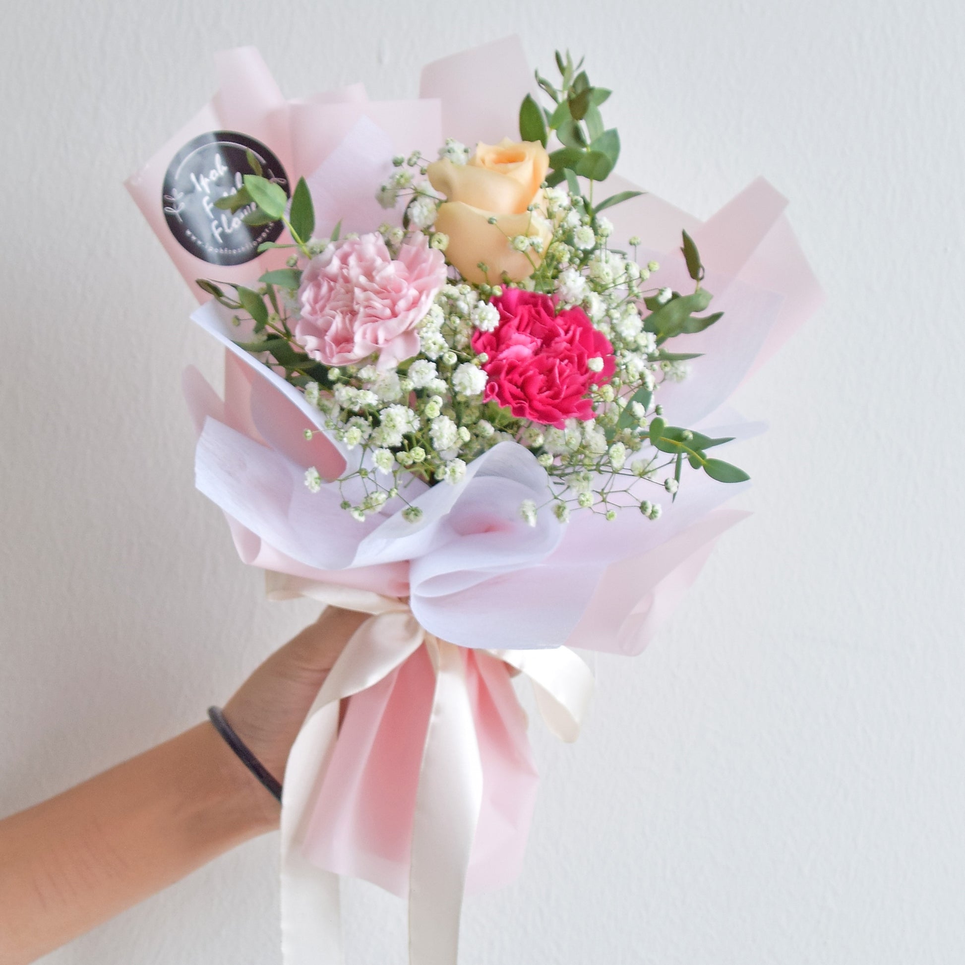 Emiko Carnations & Roses Petite Fresh Flower Bouquet