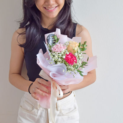 Emiko Carnations & Roses Petite Fresh Flower Bouquet