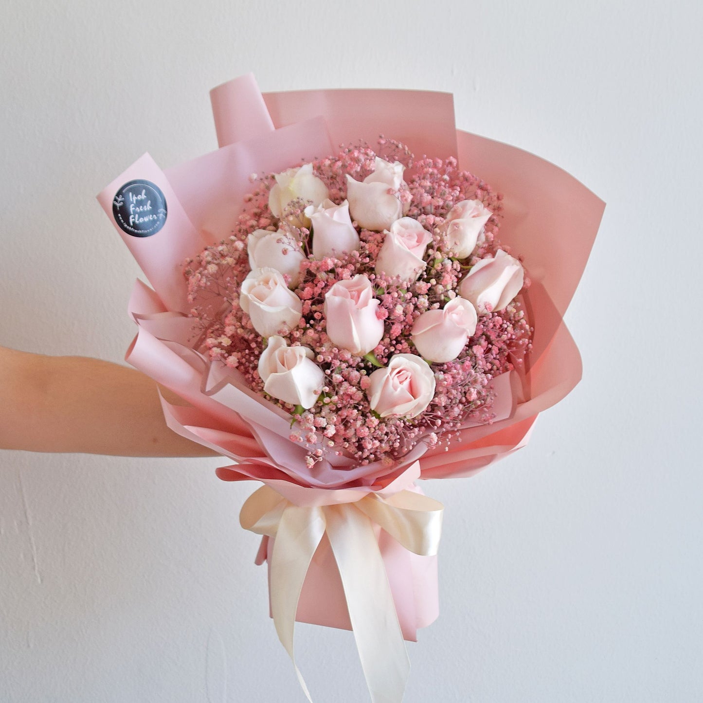 Fiona| Pink  Roses With Baby Breath Bouquet| Fresh Flower Delivery