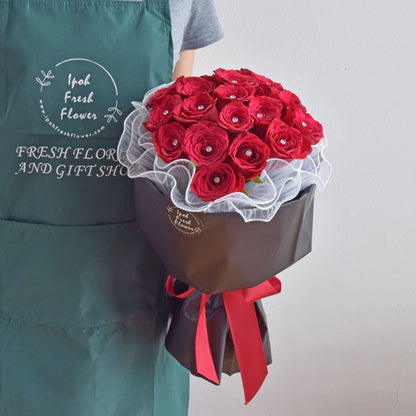 Garnet Roses Bouquet| Fresh Flower Delivery
