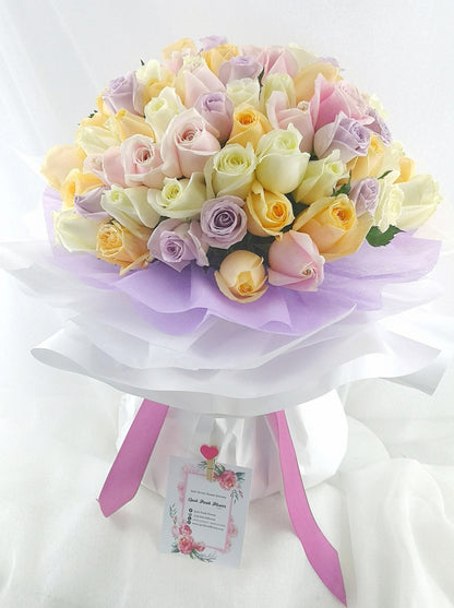 50 Pastel Roses| Fresh Flower Bouquet Delivery