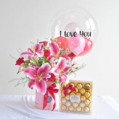Lynette Gift Bundle| Flowers, Balloons &Cake| Same Day Delivery