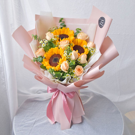 Marigold| Sunflower & rose bouquet