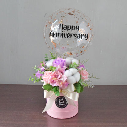 Pastel Nikko| Artificial Soap Flowers Arrangement| Balloon Flower Box
